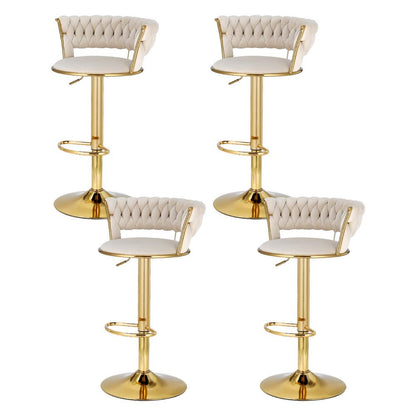 Woven Velvet Adjustable Bar Stools Gold & Ivory (Set of 4) - Barstool Express