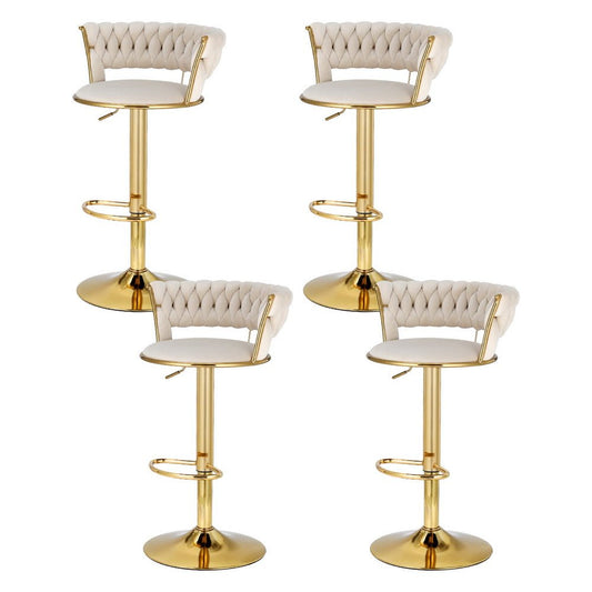 Woven Velvet Adjustable Bar Stools Gold & Ivory (Set of 4) - Barstool Express