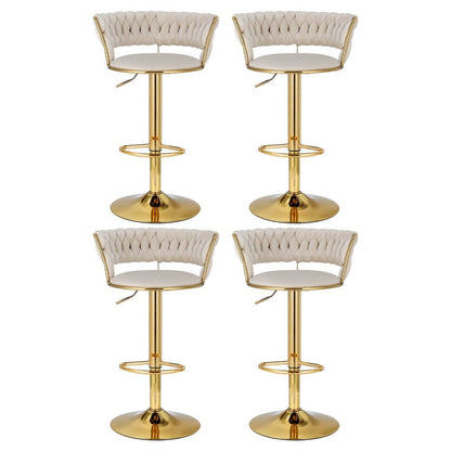 Woven Velvet Adjustable Bar Stools Gold & Ivory (Set of 4) - Barstool Express
