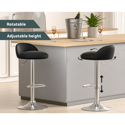 York Leather Adjustable Bar Stools Black (Set of 4) - Barstool Express