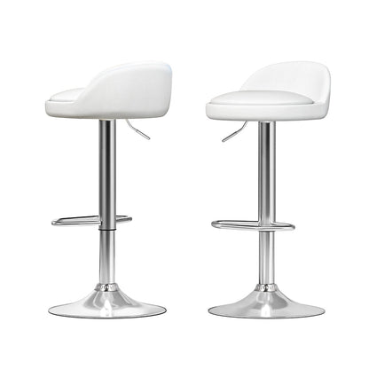 York Leather Adjustable Bar Stools White (Set of 2) - Barstool Express