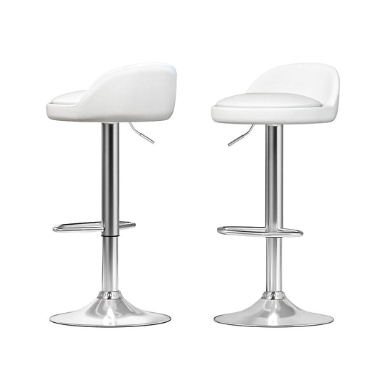 York Leather Adjustable Bar Stools White (Set of 2) - Barstool Express