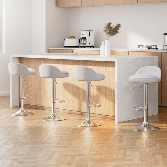 York Leather Adjustable Bar Stools White (Set of 4) - Barstool Express