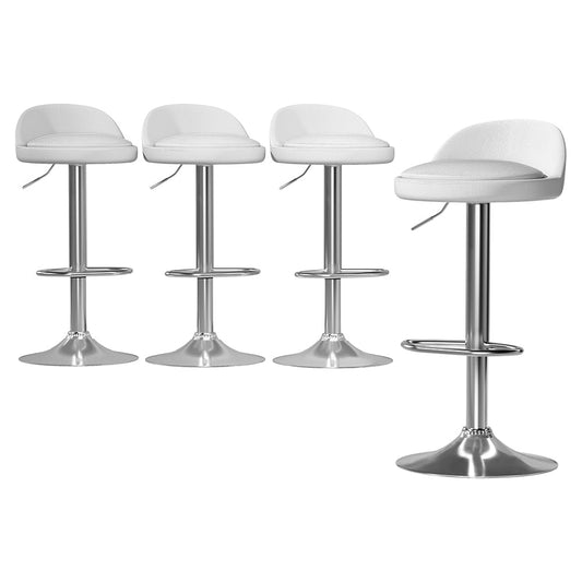York Leather Adjustable Bar Stools White (Set of 4) - Barstool Express