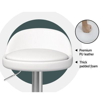 York Leather Adjustable Bar Stools White (Set of 4) - Barstool Express
