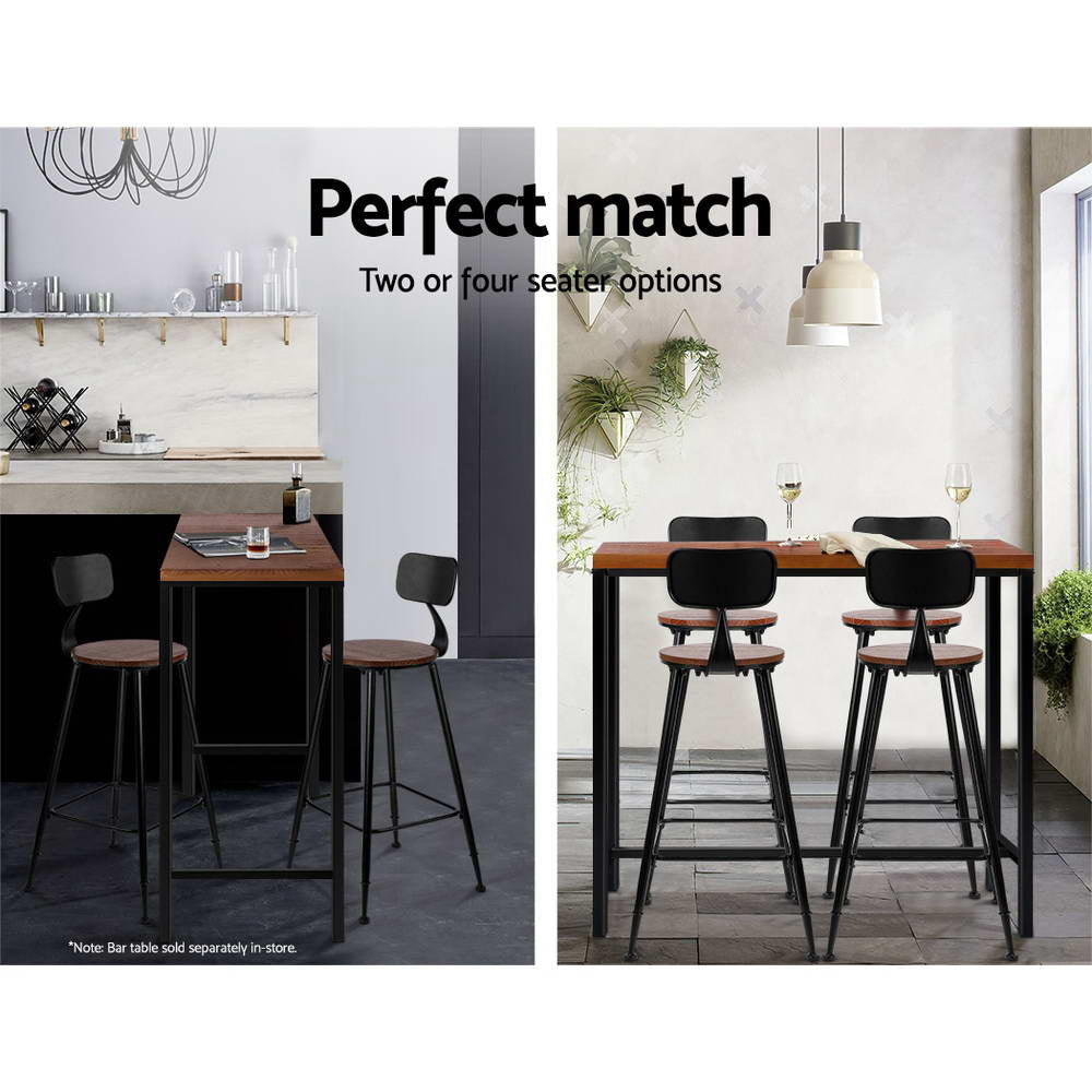 Zack Industrial Bar Stools – Pinewood Seat & Black Frame (Set of 2) - Barstool Express