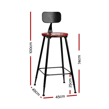 Zack Industrial Bar Stools – Pinewood Seat & Black Frame (Set of 2) - Barstool Express