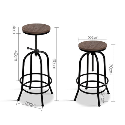 Zane Industrial Adjustable Bar Stool Elm Wood - Barstool Express