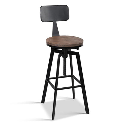 Zane Industrial Adjustable Bar Stool w/backrest Elm Wood - Barstool Express