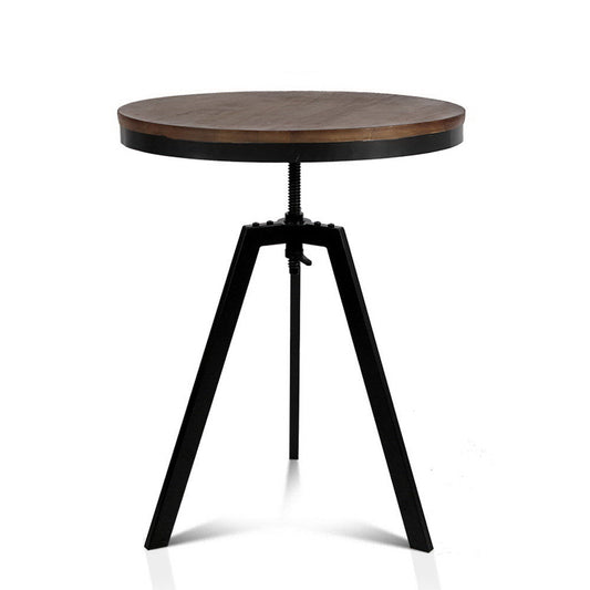 Zane Industrial Adjustable Round Dining Bar Table Elm Wood - Barstool Express