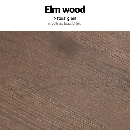 A close-up wood grain sample labeled 'Elm wood' with the text 'Natural grain' for the Zane industrial bar stool