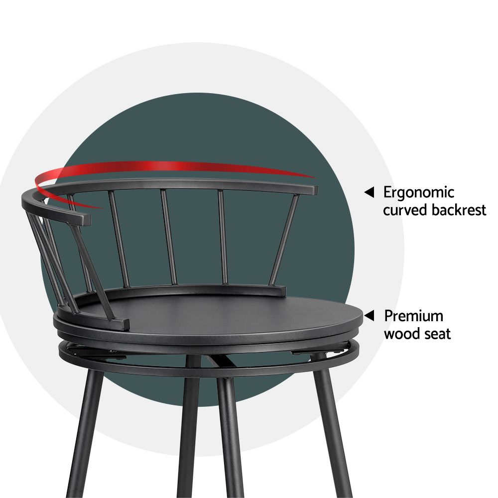 Black chair with ergonomic curved backrest and premium wood seat on a white background