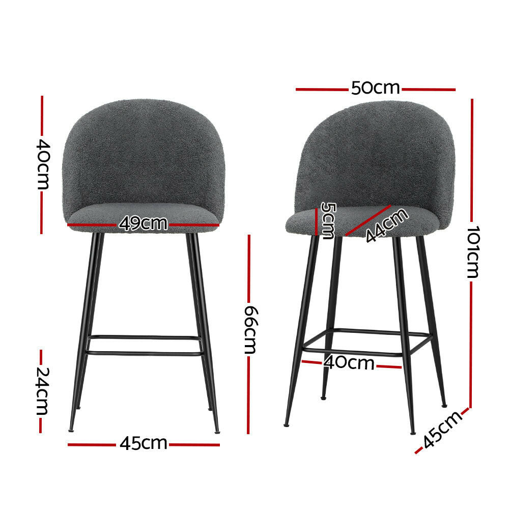 2x Bar Stools Kitchen Counter Barstools Sherpa Metal Chairs.