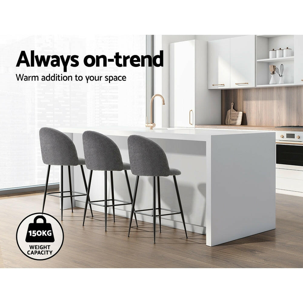 2x Bar Stools Kitchen Counter Barstools Sherpa Metal Chairs.