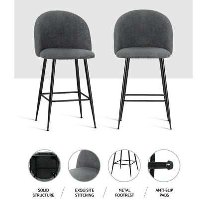 2x Bar Stools Kitchen Counter Barstools Sherpa Metal Chairs.