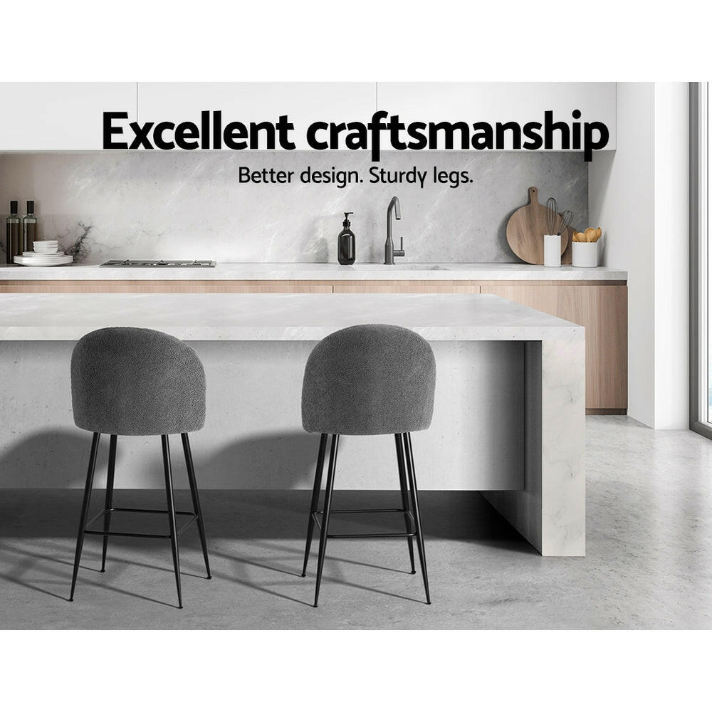 2x Bar Stools Kitchen Counter Barstools Sherpa Metal Chairs.