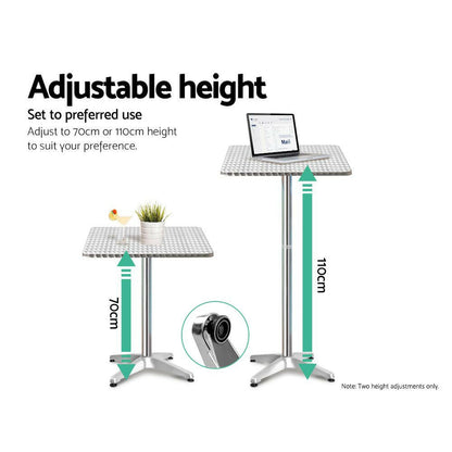 Oasis 3-Piece Outdoor Bar Set Bistro Table Stools Adjustable Square Cafe.