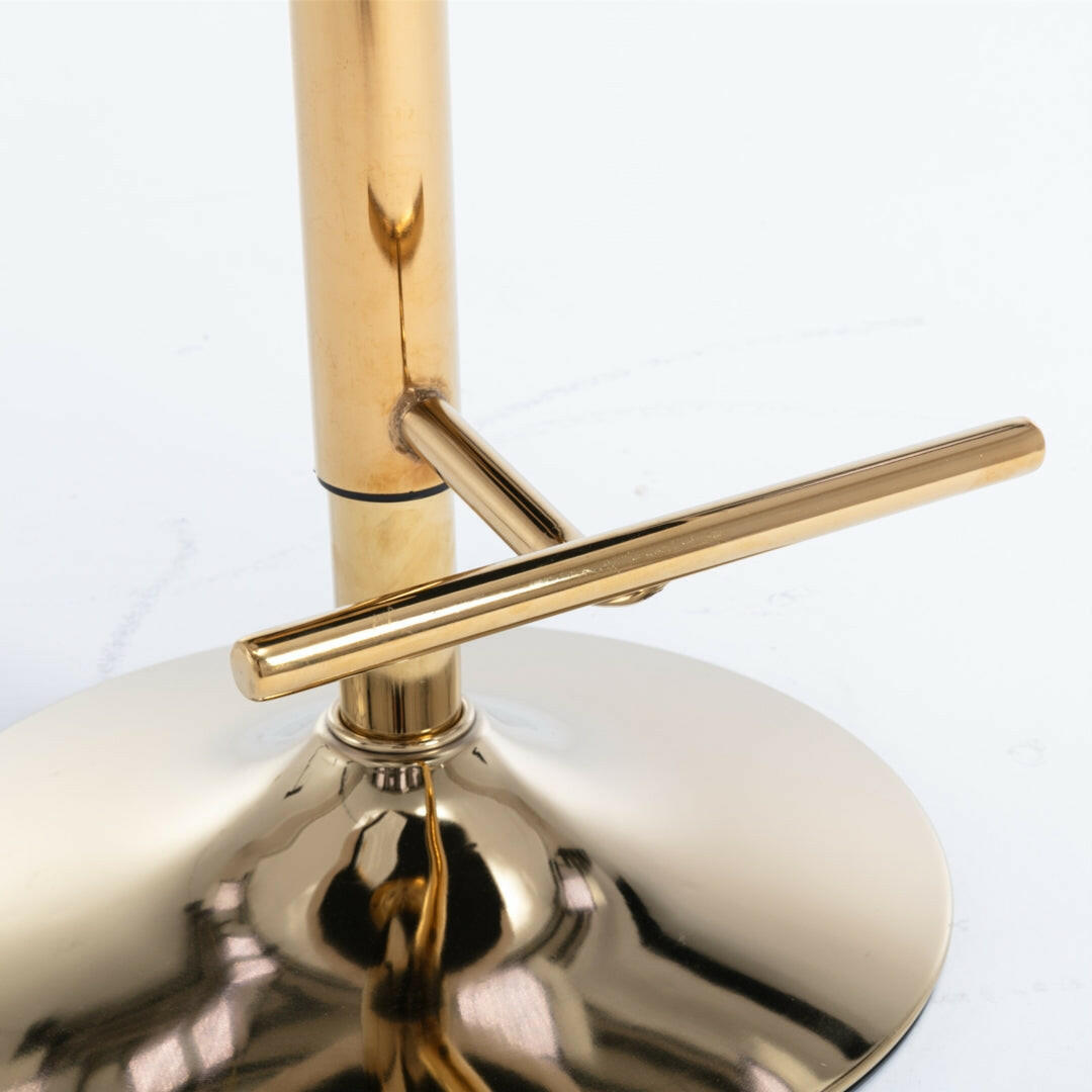 2x Height Adjustable Swivel Bar Stool Velvet Studs Barstool with Footrest and Golden Base- Beige.