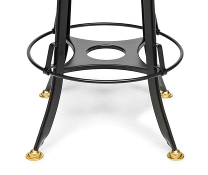 Industrial Wooden Height Adjustable Swivel Bar Stool - Gold Black.