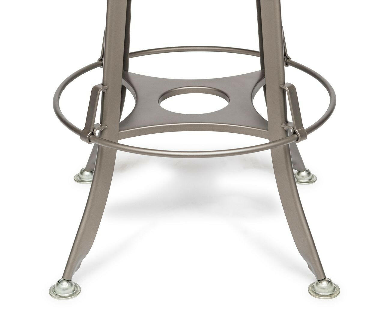 Industrial Height Adjustable Swivel Bar Stool with Oak Wood Top - Grey Finish.