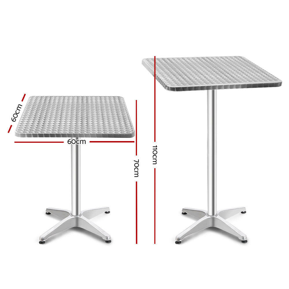 Aluminium Adjustable Square Bar Table - Barstool Express