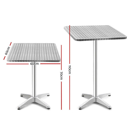Aluminium Adjustable Square Bar Table - Barstool Express