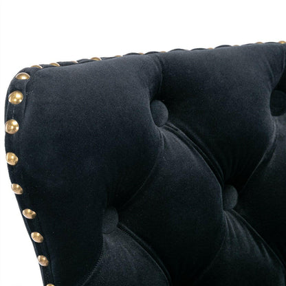 Luxe Velvet Stud Adjustable Bar Stools Black (Set of 2) - Barstool Express