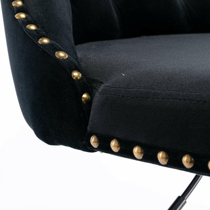 Luxe Velvet Stud Adjustable Bar Stools Black (Set of 2) - Barstool Express