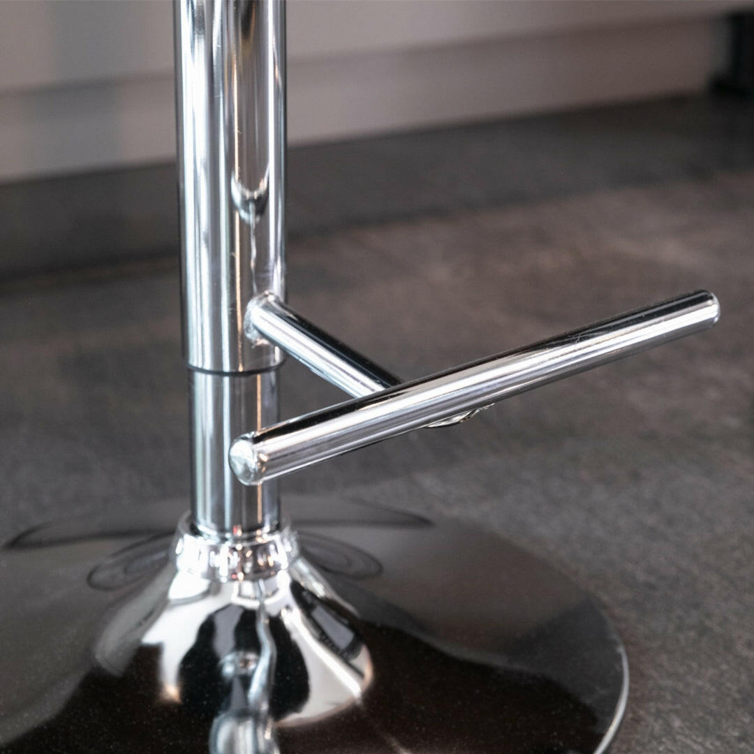 Luxe Velvet Stud Adjustable Bar Stools Chrome & Black (Set of 2) - Barstool Express