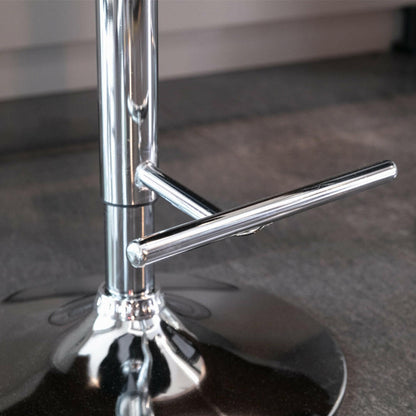 Luxe Velvet Stud Adjustable Bar Stools Chrome & Black (Set of 2) - Barstool Express