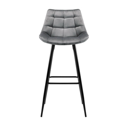 Milla Velvet Bar Stools 76cm Grey (Set of 2) - Barstool Express