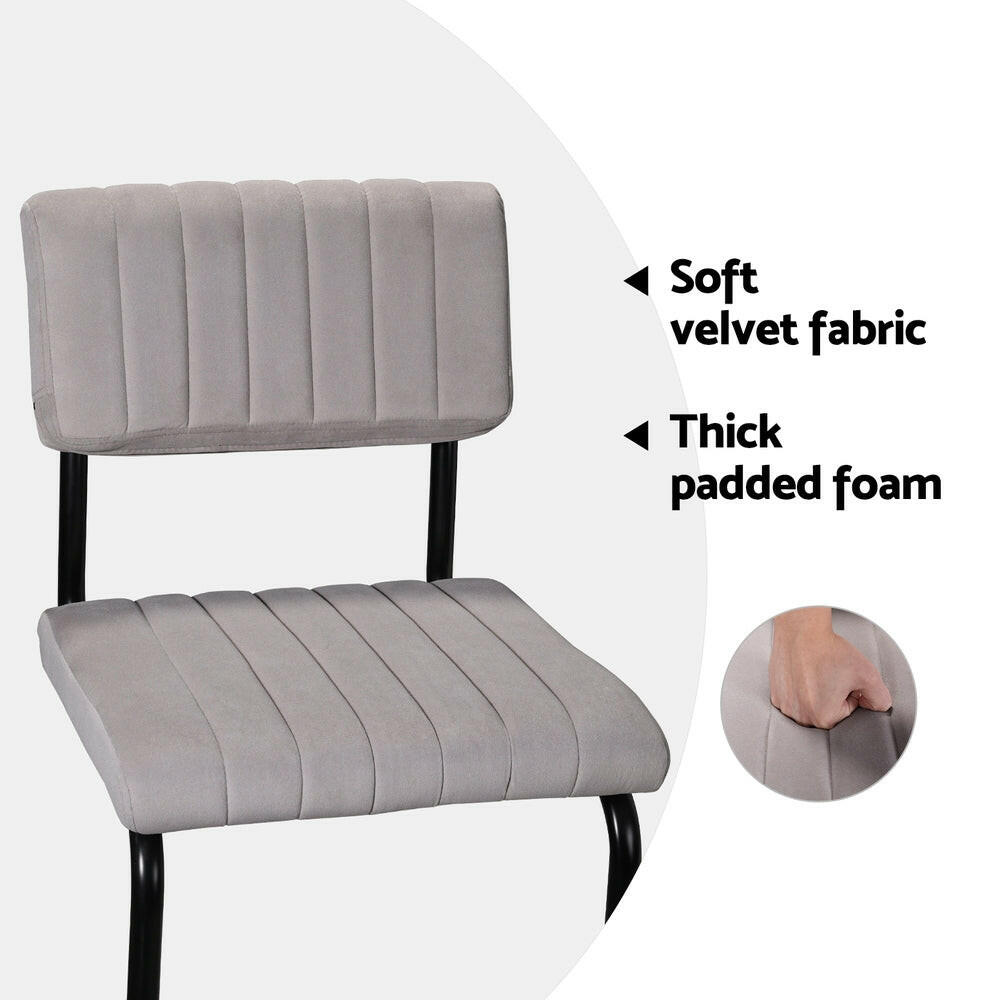 Retro Velvet Bar Stools 65cm Grey (Set of 2) - Barstool Express