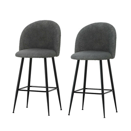 Sherpa Padded Metal Bar Stools 66cm Charcoal (Set of 2) - Barstool Express