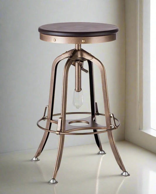 Taj Adjustable Swivel Bar Stool – French Brass Finish - Barstool Express