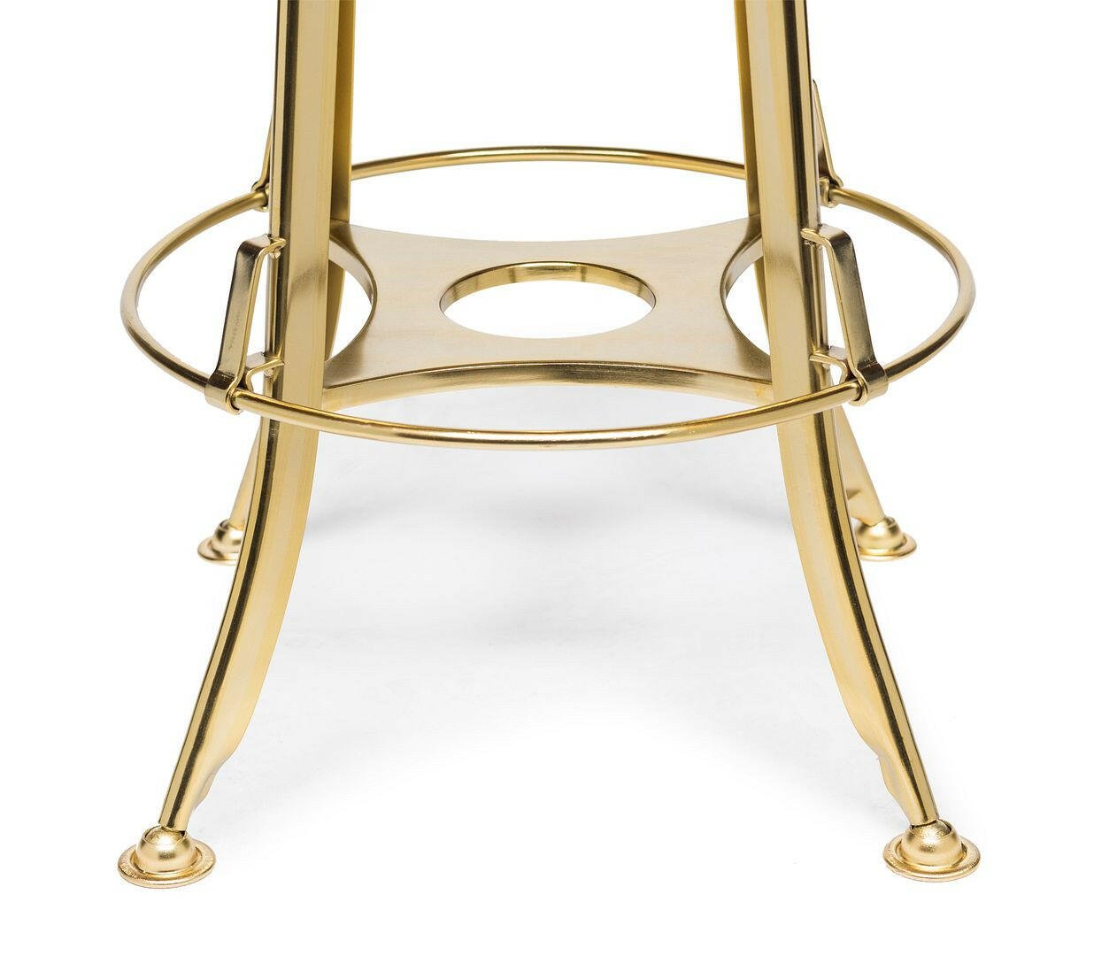 Taj Adjustable Swivel Bar Stool – Gold Base & Oak Wood - Barstool Express