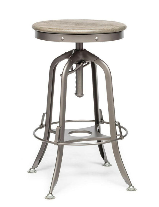 Taj Adjustable Swivel Bar Stool – Grey Base & Oak Wood - Barstool Express