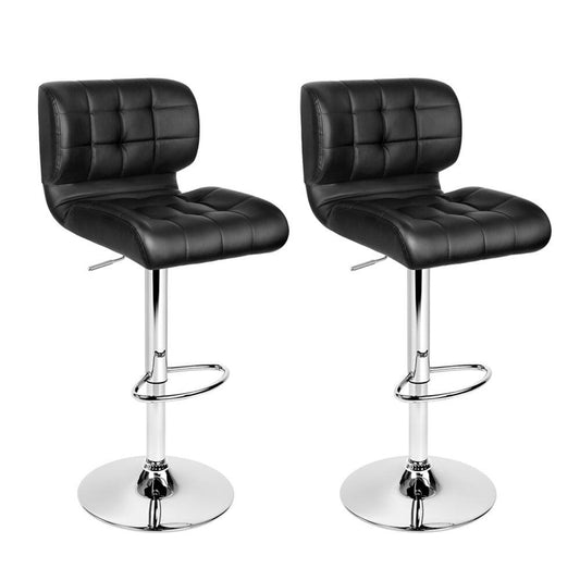 Urban Leather Adjustable Bar Stools Black (Set of 2) - Barstool Express