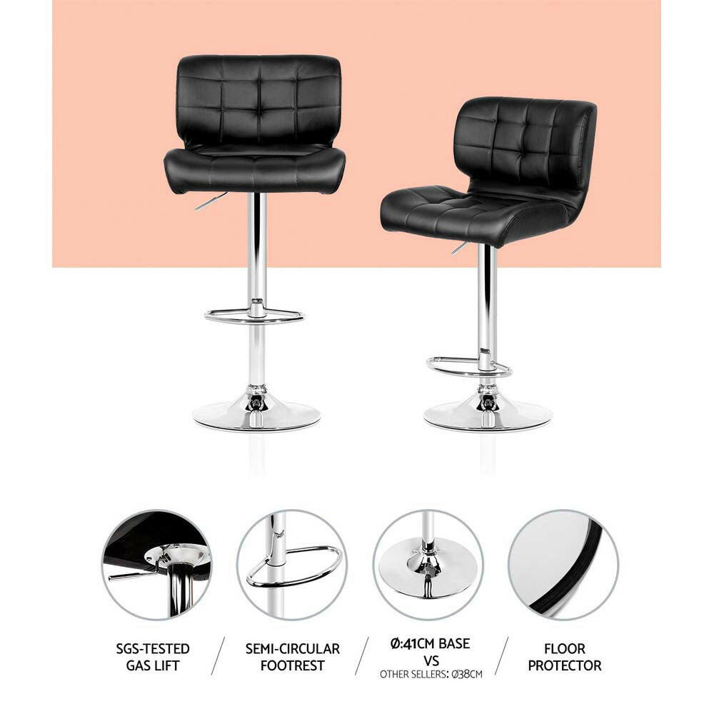 Urban Leather Adjustable Bar Stools Black (Set of 4) - Barstool Express