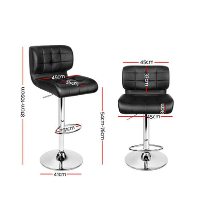 Urban Leather Adjustable Bar Stools Black (Set of 4) - Barstool Express