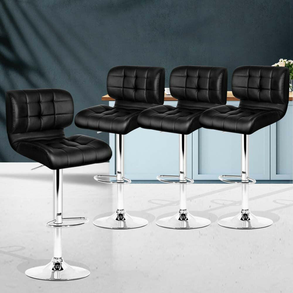 Urban Leather Adjustable Bar Stools Black (Set of 4) - Barstool Express