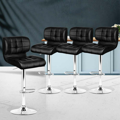 Urban Leather Adjustable Bar Stools Black (Set of 4) - Barstool Express