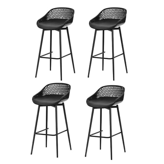 Weather - Resistant Outdoor Plastic Bar Stools 76cm Black (Set of 4) - Barstool Express