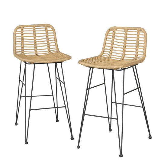 Wicker Bar Stools 68cm Natural (Set of 2) - Barstool Express