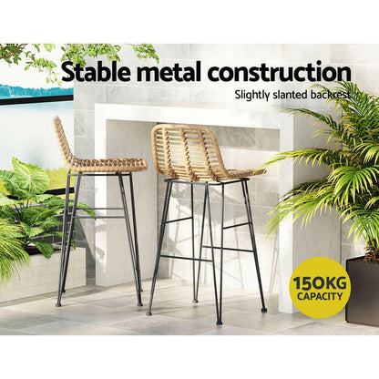 Wicker Bar Stools 68cm Natural (Set of 2) - Barstool Express