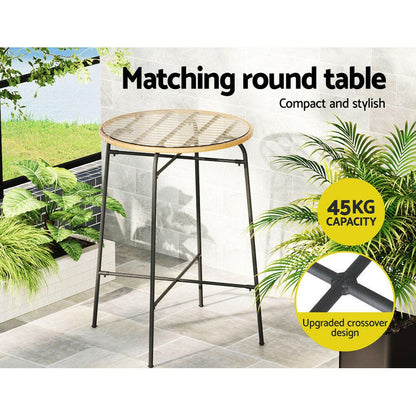 Wicker Bistro Dining Bar Set Natural (3 Piece) - Barstool Express