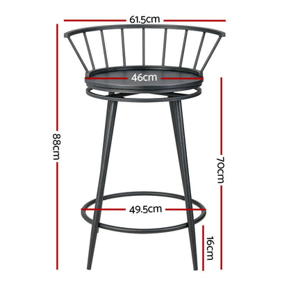 Zeke Metal Swivel Bar Stools 70cm Black (Set of 2) - Barstool Express
